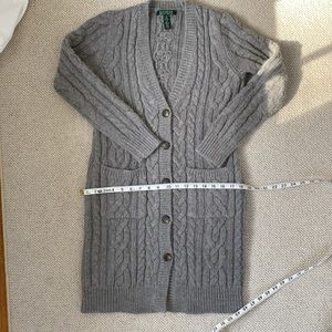 Lauren, Ralph Lauren, duster, cardigan, cable knit, alpaca, acrylic blend size S